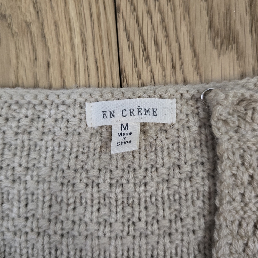 En Creme Fringe Detail Beige Sweater Cardigan Medium - Picture 3 of 10